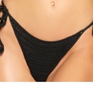 New SKIMS Crochet Swim Tie Bikini Bottom Black Onyx 
Skimpy size large